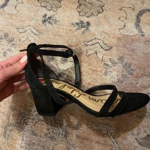 Sam Edelman Black Suede Block Heel Strappy Sandals, Worn Once